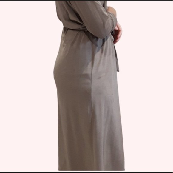 Faux Suede Long Cardigan Tie Waist Versatile Robe - Picture 4 of 7